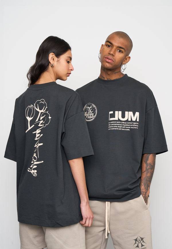 Multiply Spparel Oversize T-Shirt ROOTS Black Soda Washed