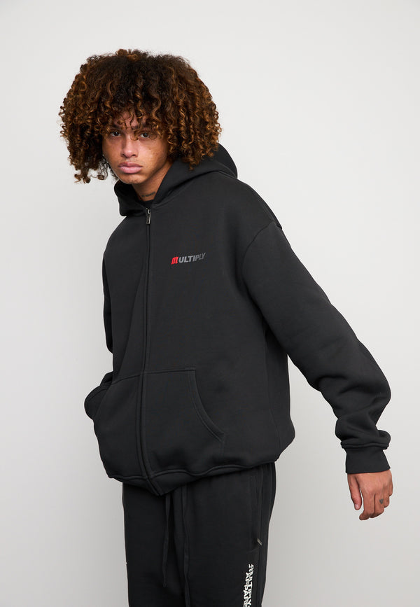 Multiply Spparel Oversize Zip Hoodie ACCUSED Black Soda Washed