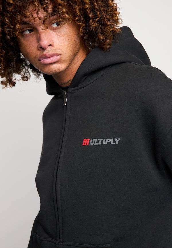 Multiply Spparel Oversize Zip Hoodie ACCUSED Black Soda Washed