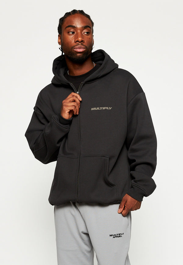 Multiply Spparel Oversize Zip Hoodie BASIQUE Black Soda