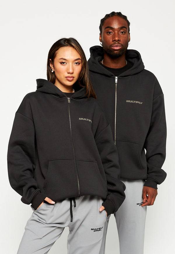 Multiply Spparel Oversize Zip Hoodie BASIQUE Black Soda