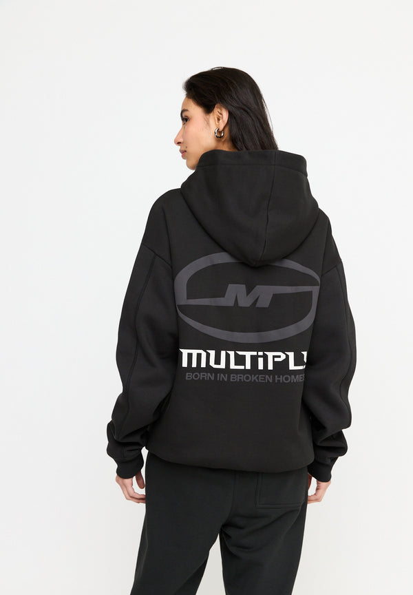 Multiply Spparel Oversize Zip Hoodie BROKEN IDENTITY Black Soda Washed