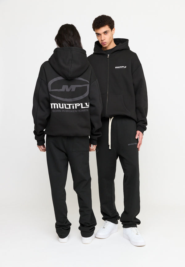Multiply Spparel Oversize Zip Hoodie BROKEN IDENTITY Black Soda Washed