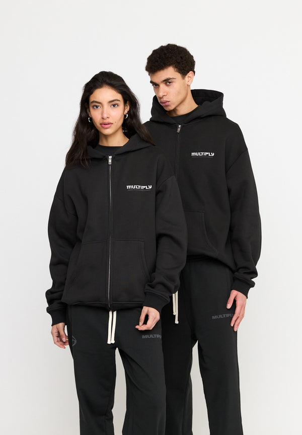 Multiply Spparel Oversize Zip Hoodie BROKEN IDENTITY Black Soda Washed