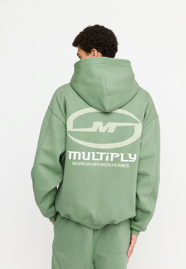 Multiply Spparel Oversize Zip Hoodie BROKEN IDENTITY Hedge Green