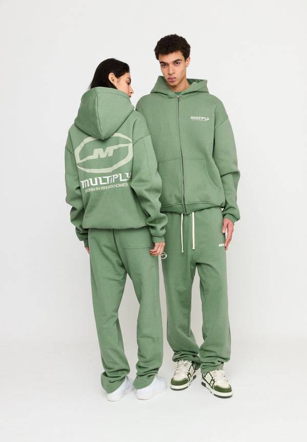 Multiply Spparel Oversize Zip Hoodie BROKEN IDENTITY Hedge Green