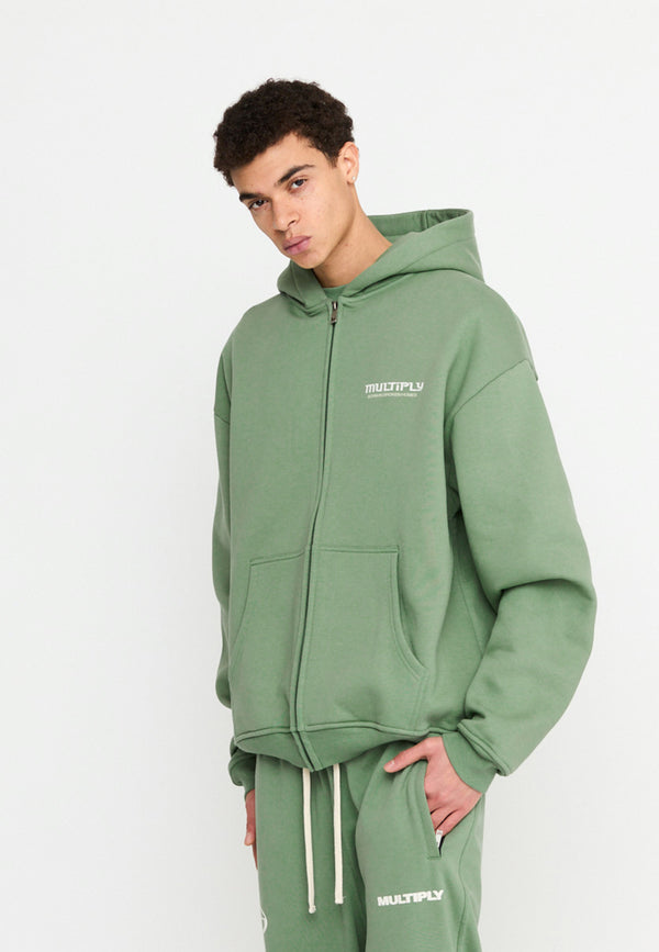 Multiply Spparel Oversize Zip Hoodie BROKEN IDENTITY Hedge Green