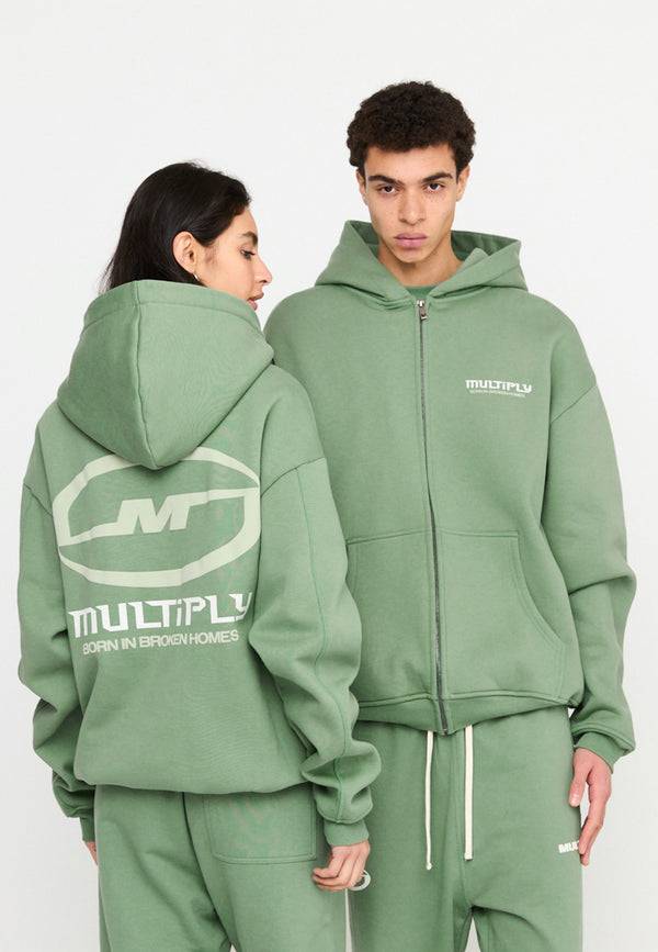 Multiply Spparel Oversize Zip Hoodie BROKEN IDENTITY Hedge Green