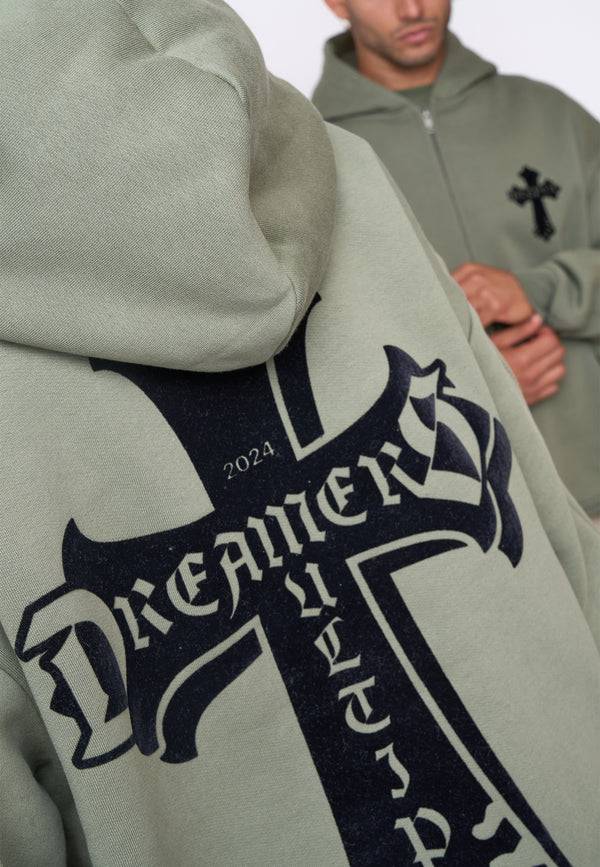 Multiply Spparel Oversize Zip Hoodie CAVALRY Four Leaf Clover