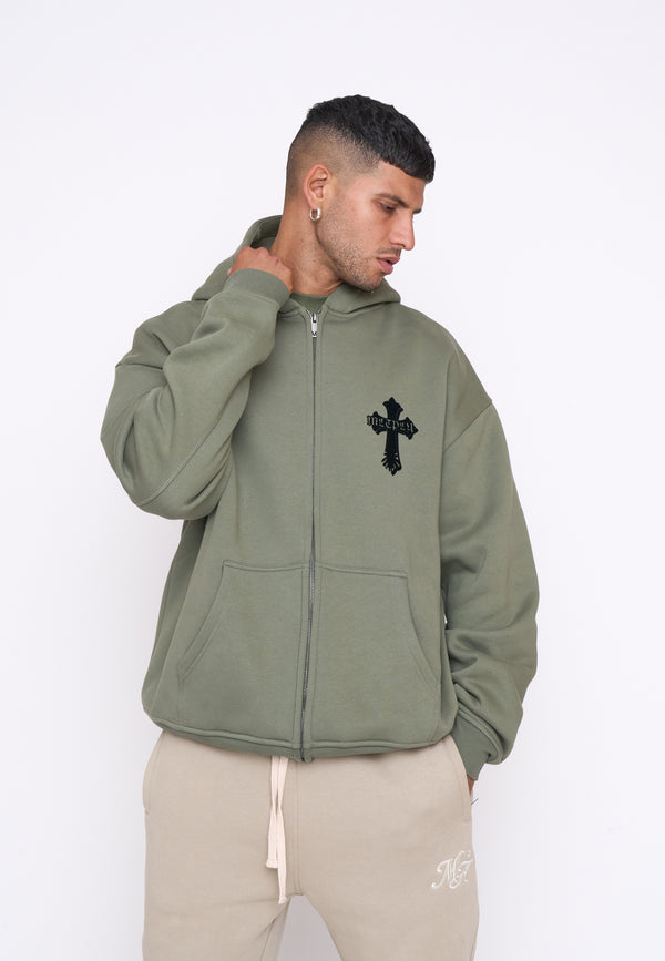 Multiply Spparel Oversize Zip Hoodie CAVALRY Four Leaf Clover