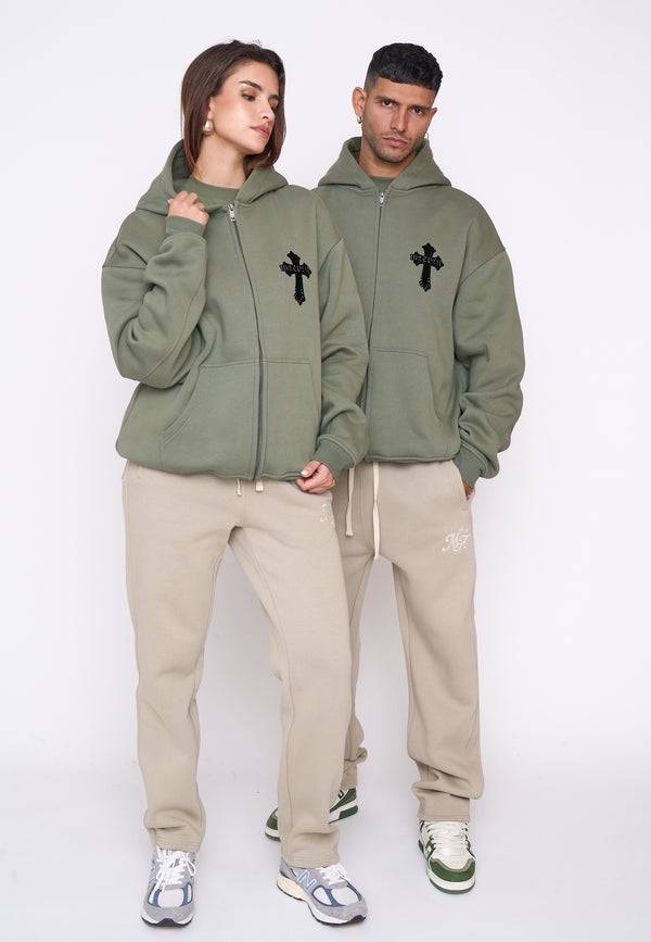 Multiply Spparel Oversize Zip Hoodie CAVALRY Four Leaf Clover