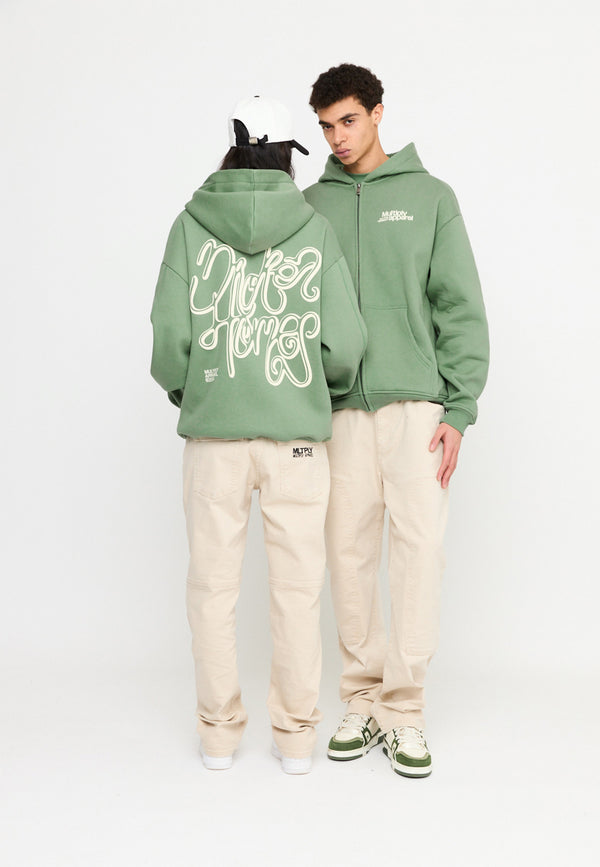 Multiply Spparel Oversize Zip Hoodie CONFLICT Hedge Green