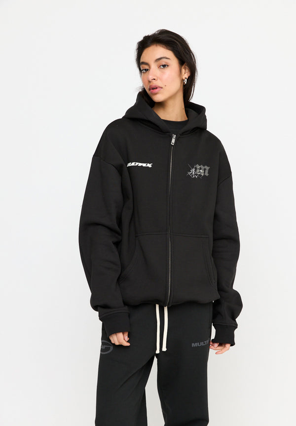 Multiply Spparel Oversize Zip Hoodie CUSTODY Black Soda Washed