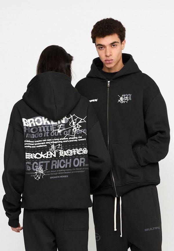 Multiply Spparel Oversize Zip Hoodie CUSTODY Black Soda Washed