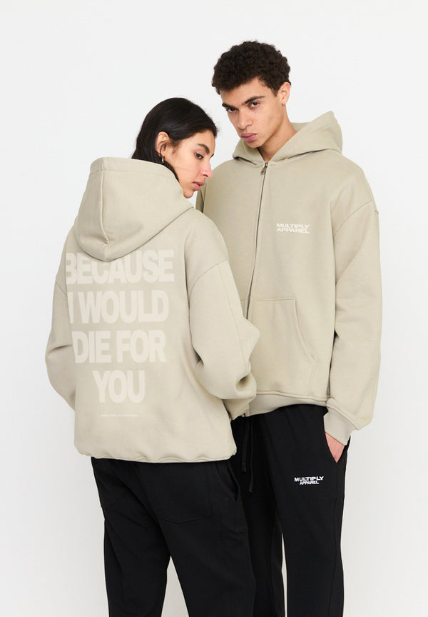 Multiply Spparel Oversize Zip Hoodie DIE FOR YOU Cement