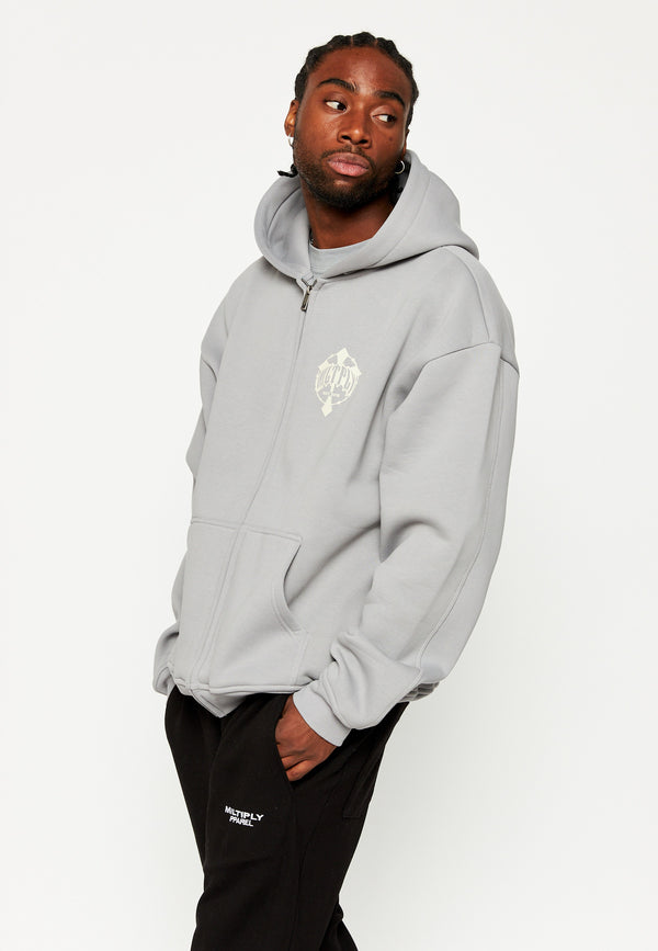 Multiply Spparel Oversize Zip Hoodie FADING FAITH Ultimate Grey