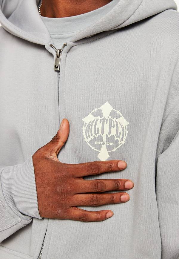 Multiply Spparel Oversize Zip Hoodie FADING FAITH Ultimate Grey