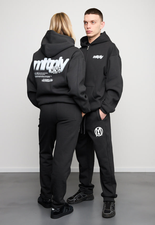 Multiply Spparel Oversize Zip Hoodie HEAT Black Soda Washed