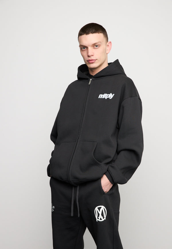 Multiply Spparel Oversize Zip Hoodie HEAT Black Soda Washed
