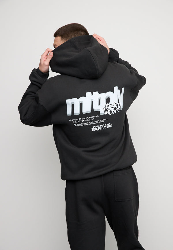 Multiply Spparel Oversize Zip Hoodie HEAT Black Soda Washed
