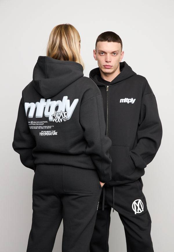 Multiply Spparel Oversize Zip Hoodie HEAT Black Soda Washed