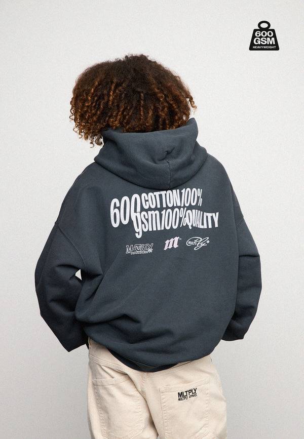 Multiply Spparel Oversize Zip Hoodie HEAVY Black Soda