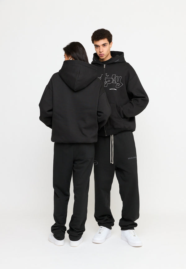Multiply Spparel Oversize Zip Hoodie LONELINESS Black Soda Washed
