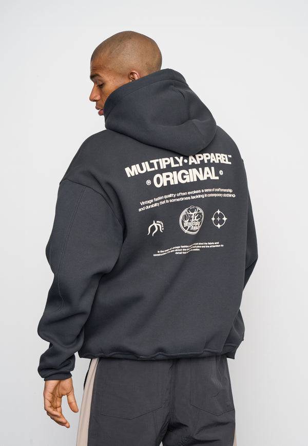 Multiply Spparel Oversize Zip Hoodie ORIGIN Black Soda Washed