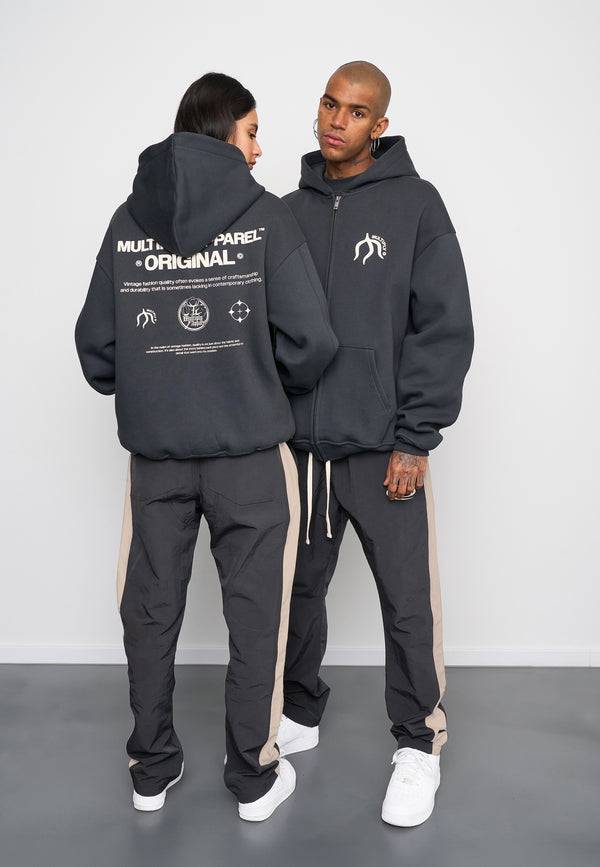 Multiply Spparel Oversize Zip Hoodie ORIGIN Black Soda Washed