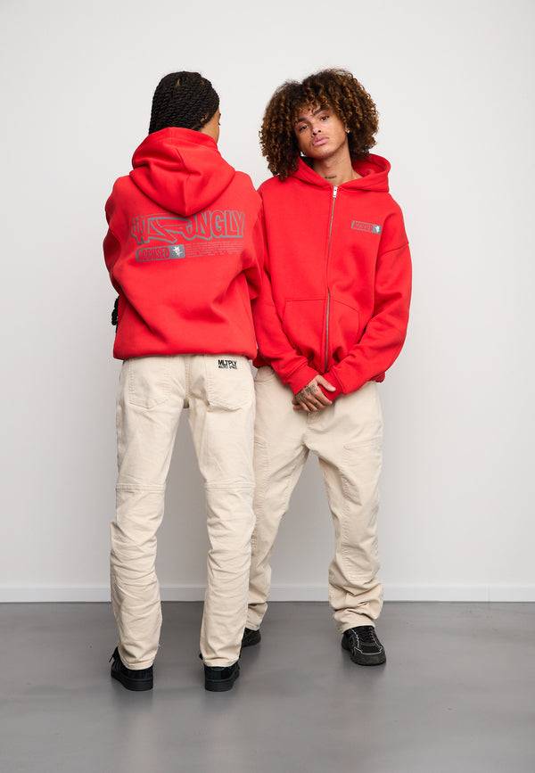 Multiply Spparel Oversize Zip Hoodie PAROLE Flame Scarlet