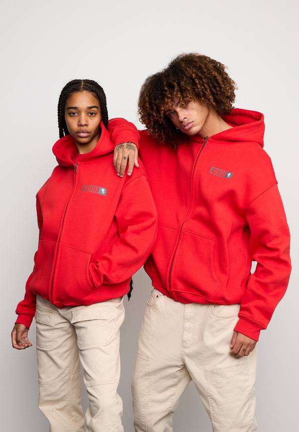 Multiply Spparel Oversize Zip Hoodie PAROLE Flame Scarlet