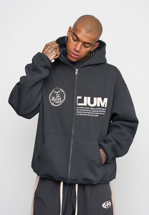 Multiply Spparel Oversize Zip Hoodie ROOTS Black Soda Washed