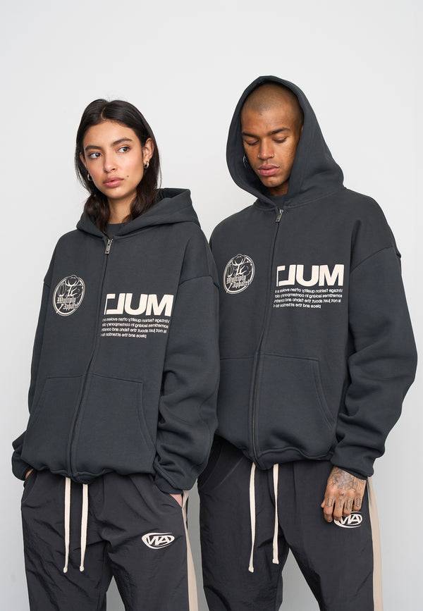 Multiply Spparel Oversize Zip Hoodie ROOTS Black Soda Washed