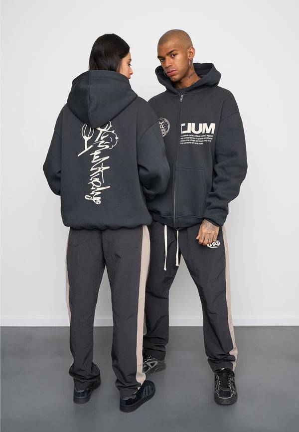 Multiply Spparel Oversize Zip Hoodie ROOTS Black Soda Washed