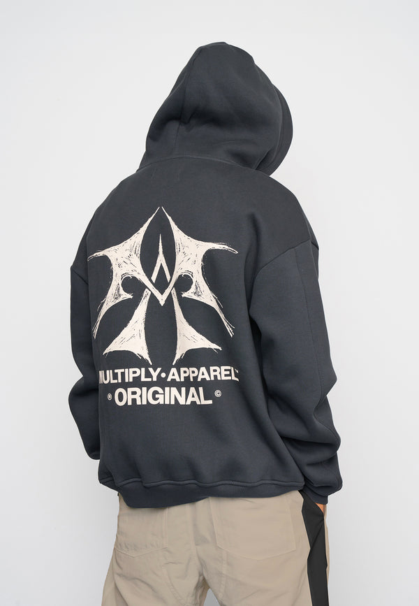 Multiply Spparel Oversize Zip Hoodie SKETCH Black Soda Washed
