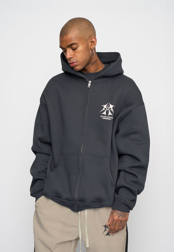 Multiply Spparel Oversize Zip Hoodie SKETCH Black Soda Washed