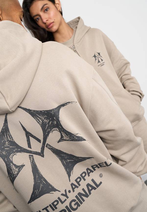 Multiply Spparel Oversize Zip Hoodie SKETCH Vintage Khaki