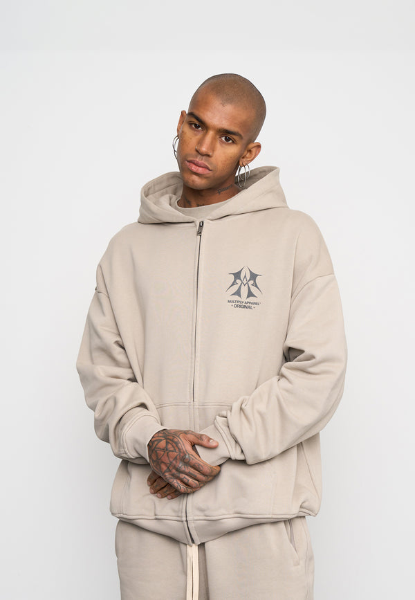 Multiply Spparel Oversize Zip Hoodie SKETCH Vintage Khaki
