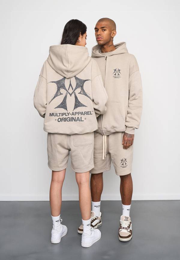 Multiply Spparel Oversize Zip Hoodie SKETCH Vintage Khaki