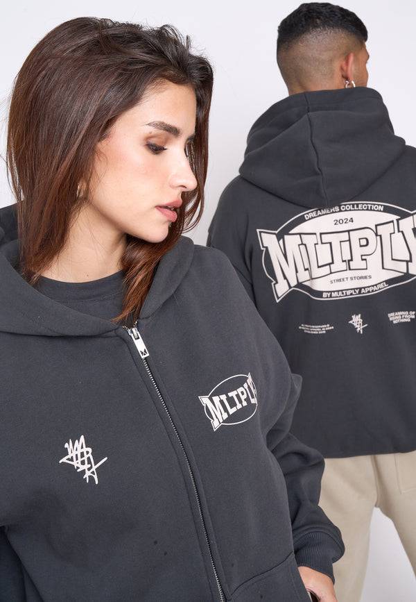 Multiply Spparel Oversize Zip Hoodie STREET Black Soda