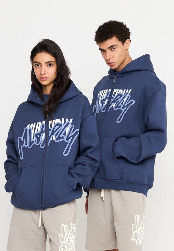 Multiply Spparel Oversize Zip Hoodie STRESS Night Shadow
