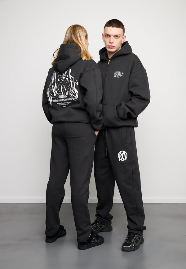 Multiply Spparel Oversize Zip Hoodie TEMPERATURE Black Soda Washed