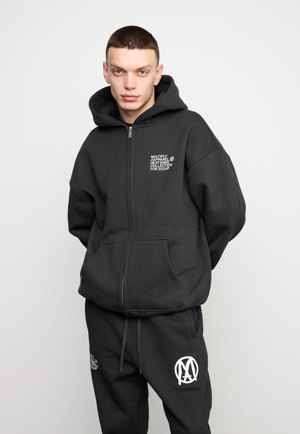Multiply Spparel Oversize Zip Hoodie TEMPERATURE Black Soda Washed