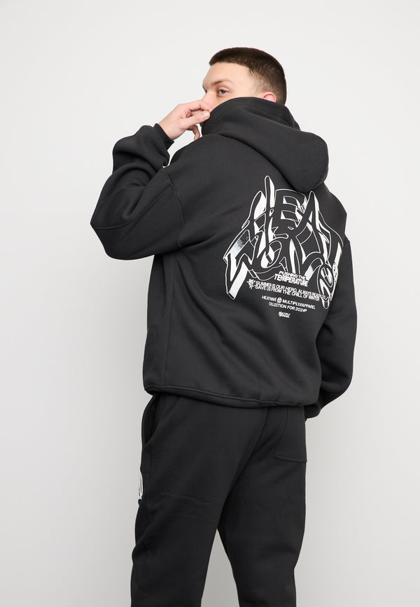 Multiply Spparel Oversize Zip Hoodie TEMPERATURE Black Soda Washed
