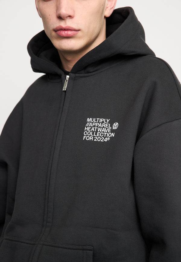 Multiply Spparel Oversize Zip Hoodie TEMPERATURE Black Soda Washed