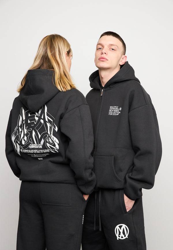 Multiply Spparel Oversize Zip Hoodie TEMPERATURE Black Soda Washed