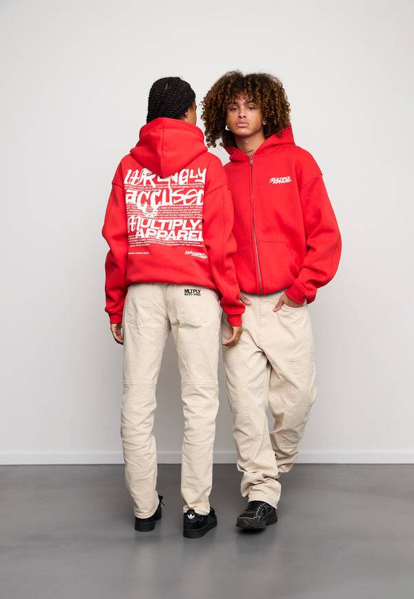 Multiply Spparel Oversize Zip Hoodie TRIAL Flame Scarlet