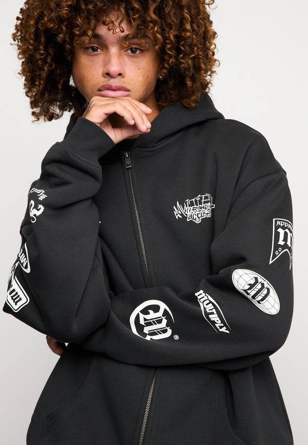 Multiply Spparel Oversize Zip Hoodie TRUTH Black Soda Washed