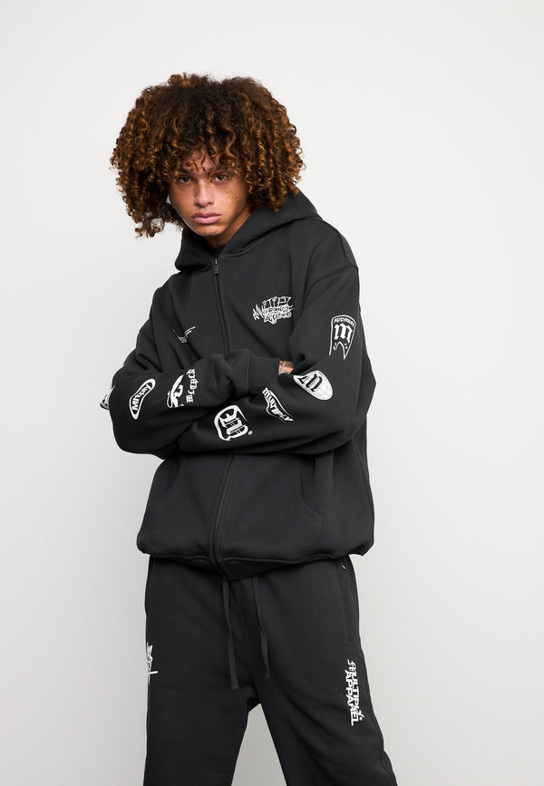 Multiply Spparel Oversize Zip Hoodie TRUTH Black Soda Washed