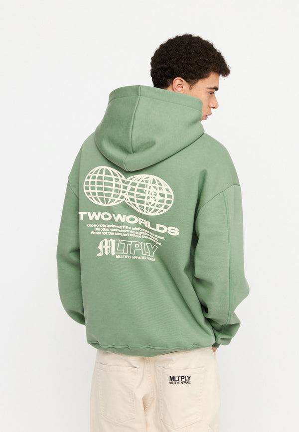 Multiply Spparel Oversize Zip Hoodie TWO WORLDS Hedge Green